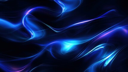 Fototapeta premium Dark blue abstract background with ultraviolet neon glow, blurry light lines, waves
