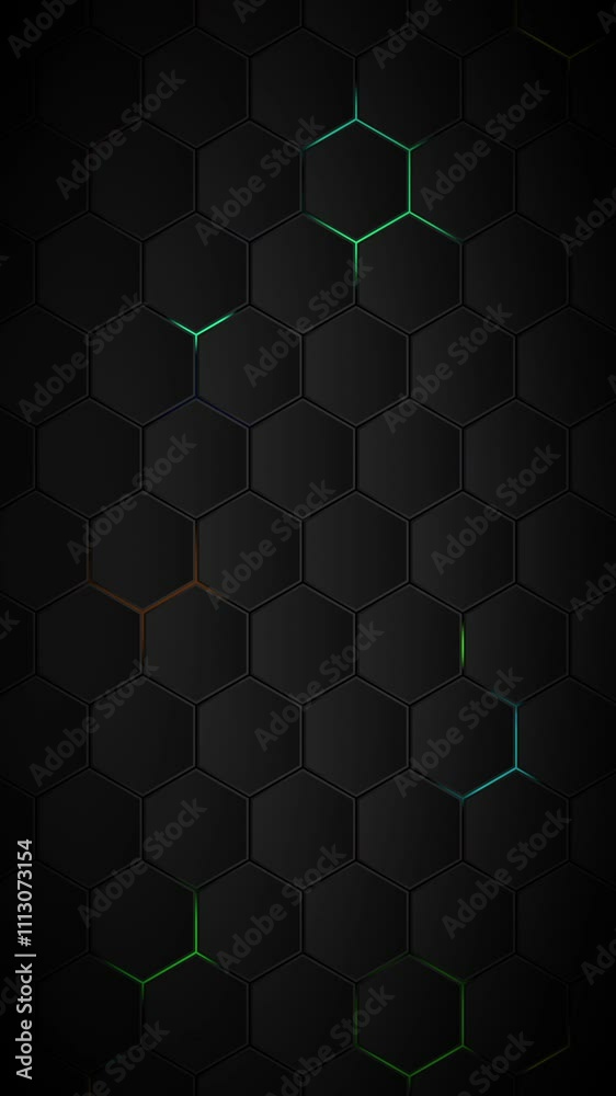 Poster futuristic hexagons surface loop rgb multicolor background. abstract hexagonal surface animation. ne