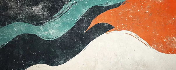 Fototapeten Grainy abstract noisy poster background, orange red white black teal gray color wave noise texture banner header cover design © Galina