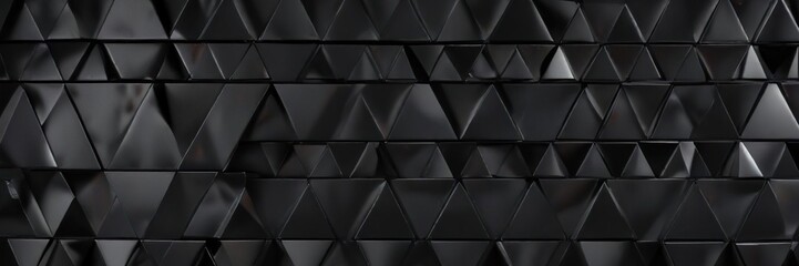 Fototapeta premium 3D rendering of metallic triangles on dark background, texture, triangles