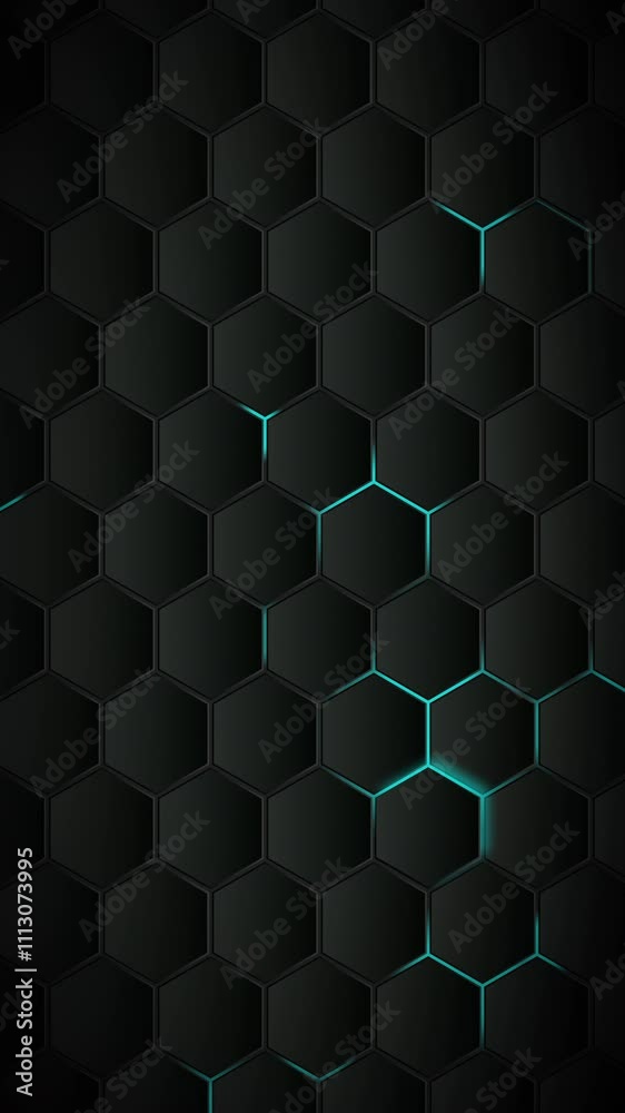 Poster futuristic hexagons surface loop multicolor background. abstract hexagonal surface animation. neon c