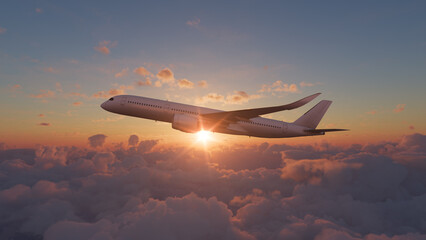 Plane in the sunset