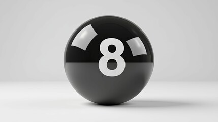 Black Eight Ball Sphere Isolated On White Background