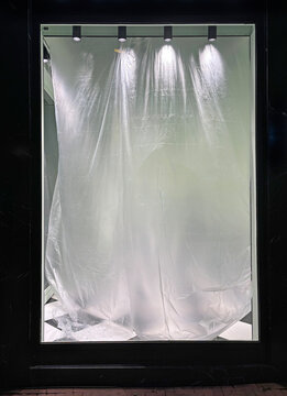 shop window with plastic