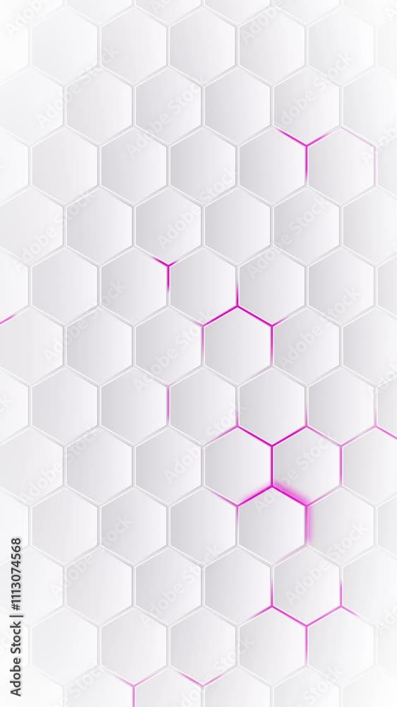 Aufkleber abstract technological background white hexagons with fuchsia glow. seamless loop