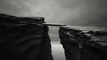 a brick connecting two sides of cliff, concept of communication