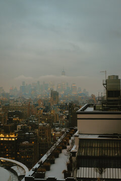 The Skyline of Manhattan with fog