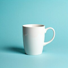 Obraz premium Simple White Mug Against blue Background
