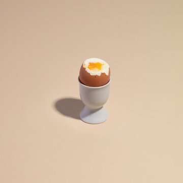 Soft-Boiled Egg in White Egg Cup