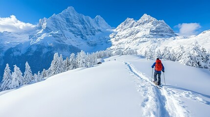 ski resort in the mountains. Winter traveling concept. For banner, design, sale, social media,