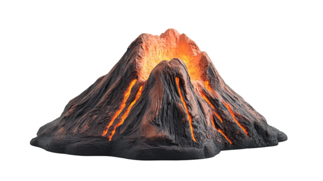 Miniature volcano model with impressive eruption effect and realistic lava glow for creative projects