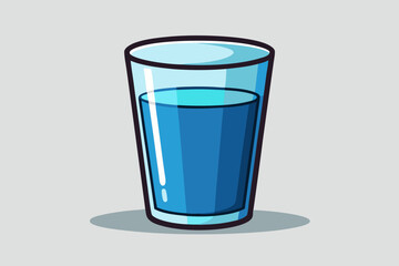 a glass of water vector art illustration