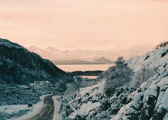 Winter drive in the highlands of scotland