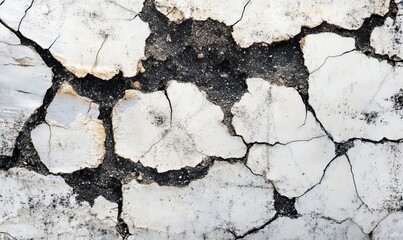 Cracks in concrete texture with white and black colors.