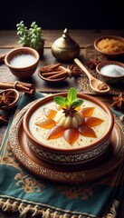 Naklejka premium a bowl of food with a flower on it