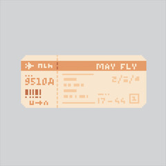 Pixel art illustration Flight Ticket. Pixelated Boarding Pass. Boarding Pass Flight Ticket icon pixelated for the pixel art game and icon for website and video game. old school retro.