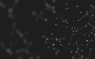 Abstract background. Molecules technology with polygonal shapes, connecting dots and lines. Connection structure. Big data visualization.