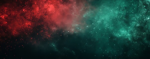 Fototapeta premium Noise texture grainy background, green red black abstract glowing color shape, dark retro banner poster header backdrop design