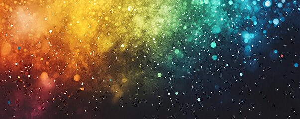 Fototapeta premium Grainy noisy gradient background, abstract vibrant color shape, glowing rainbow yellow green orange blue black noise texture banner design