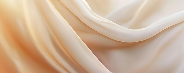 Obraz premium Light beige grainy gradient background, vanilla toned blurry cosmetics background, silk drapery backdrop