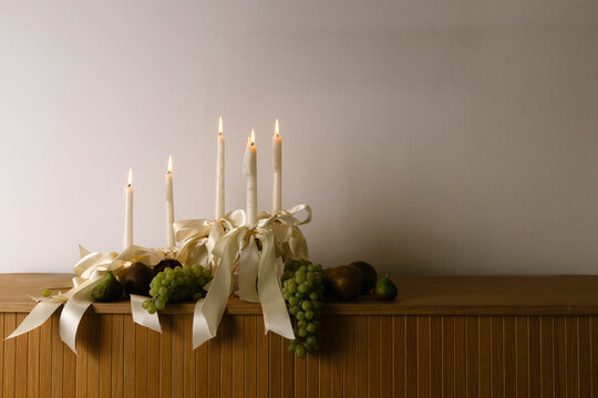 Beautiful arrangement of candles and florals