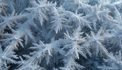 Frosty abstract background with intricate ice patterns, frozen glass, decoration, intricate