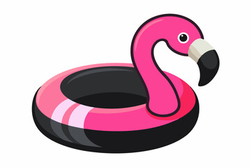 Beautiful flamingo inflatable pool ring vector art illustration