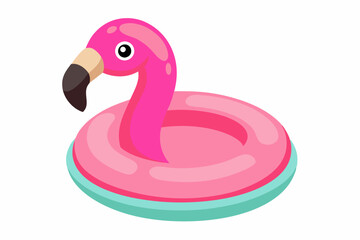 Beautiful flamingo inflatable pool ring vector art illustration