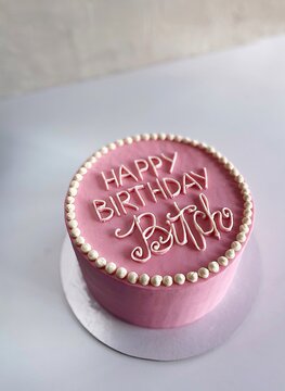 Funny Birthday cake with the says "Happy Birthday bitch" 