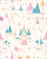 Whimsical Castle Pattern for Fairy Tale Theme