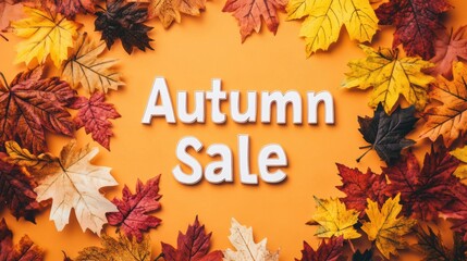 Fall season sale advertisement promotion poster template design.