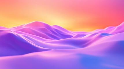 Soft Flowing Waves in Pastel Pink and Purple Landscape at Sunset