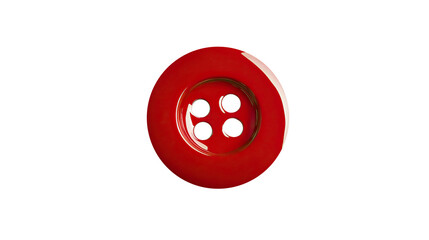 Fototapeta premium Vibrant Red FourHole Button for crafts and sewing projects, enhancing your creative ideas