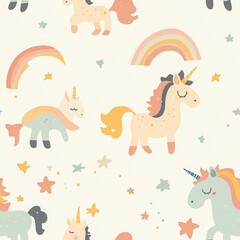 Whimsical Pastel Unicorns Pattern Design