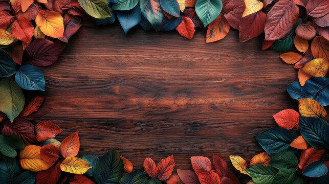Colorful Fall foliage background. Seasonal theme for greeting card background.