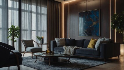 Modern living room interior with stylish furniture decor