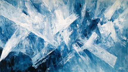 Obraz premium Abstract Blue Crystal Shard Painting - Icy Texture