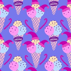 Christmas ice candy seamless ice cream pattern for wrapping paper and fabrics