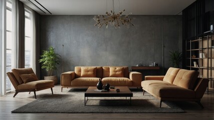 Stylish modern interior design with retro elements