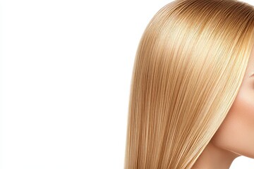 Fototapeta premium Sleek blonde hair close-up of a caucasian female