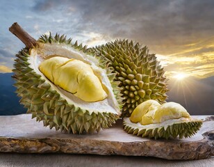 Obraz premium Closeup of durian fruits isolated on white