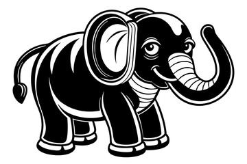 Baby elephant with headphones vector art illustration