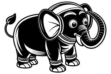 Baby elephant with headphones vector art illustration