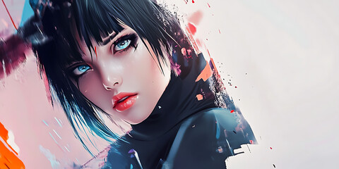 Cyberpunk Anime Girl Portrait 