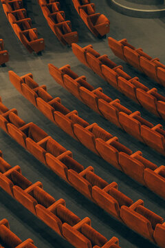 Orange seats in cinema hall