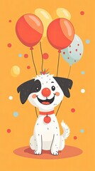 Happy Dog Celebrates With Colorful Balloons