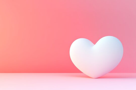 Naklejki White heart on pink background: minimalist symbol of love and affection