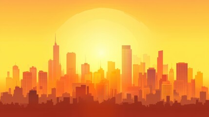 Fototapeta premium Warm Sunset Skyline with Distinctive Architecture