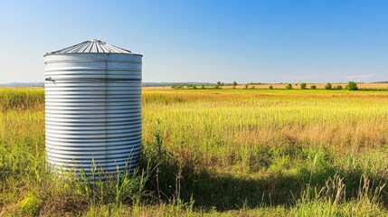 Obraz premium Rural Farm Tank in Natural Daylight Landscape