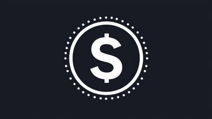 Obraz premium A dollar sign icon inside a bold circular frame on a dark background